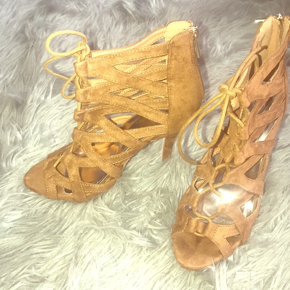 Cognac Gladiator Heels